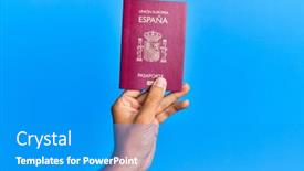  Presentation with spanish - Theme consisting of hand-of-hispanic-man-holding background and a teal colored foreground