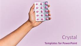  Presentation with pills - Colorful PPT theme enhanced with hand-of-hispanic-man-holding backdrop and a lemonade colored foreground