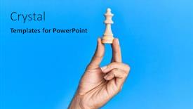  Presentation with queen chess - Slide deck enhanced with hand-of-hispanic-man-holding background and a cyan colored foreground