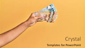  Presentation with canadian - Colorful PPT theme enhanced with hand-of-hispanic-man-holding backdrop and a yellow colored foreground