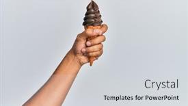  Presentation with ice cream - Beautiful slide set featuring hand-of-hispanic-man-holding backdrop and a light gray colored foreground