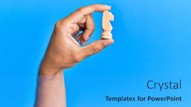  Presentation with blue chess - PPT theme having hand-of-hispanic-man-holding background and a cyan colored foreground