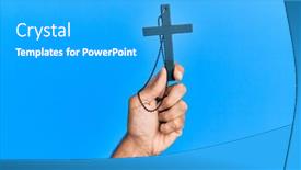  Presentation with christian - PPT theme consisting of hand-of-hispanic-man-holding background and a cyan colored foreground
