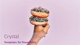  Presentation with donuts pink - Slide set featuring hand-of-hispanic-man-holding background and a lemonade colored foreground