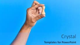  Presentation with blue chess - Presentation design consisting of hand-of-hispanic-man-holding background and a cyan colored foreground