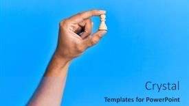  Presentation with blue chess - Theme with hand-of-hispanic-man-holding background and a cyan colored foreground
