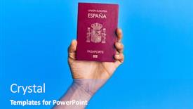  Presentation with spanish - Slide set featuring hand-of-hispanic-man-holding background and a teal colored foreground