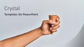  Presentation with biscuit - Cool new presentation theme with hand-of-hispanic-man-holding backdrop and a light gray colored foreground