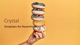  Presentation with tower - Presentation theme enhanced with hand-of-hispanic-man-holding background and a yellow colored foreground