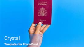  Presentation with spanish - Presentation design having hand-of-hispanic-man-holding background and a teal colored foreground