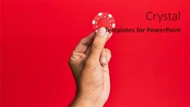  Presentation with chip - Amazing presentation design having hand-of-hispanic-man-holding backdrop and a red colored foreground