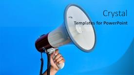  Presentation with blue - Cool new presentation theme with hand-of-hispanic-man-holding backdrop and a cyan colored foreground