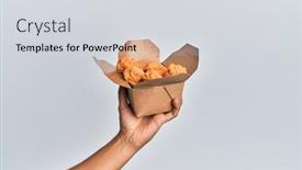  Presentation with fried chicken - Amazing presentation theme having hand-of-hispanic-man-holding backdrop and a light gray colored foreground