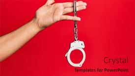  Presentation with hand handcuffs - Colorful PPT theme enhanced with hand-of-hispanic-man-holding backdrop and a red colored foreground