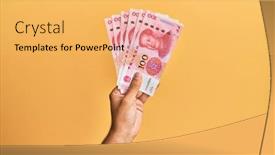  Presentation with chinese chinese - Cool new PPT theme with hand-of-hispanic-man-holding backdrop and a yellow colored foreground