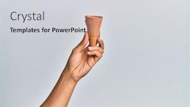  Presentation with biscuit - PPT layouts consisting of hand-of-hispanic-man-holding background and a light gray colored foreground