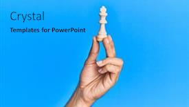  Presentation with blue chess - Colorful PPT theme enhanced with hand-of-hispanic-man-holding backdrop and a cyan colored foreground