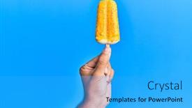  Presentation with ice blue - Presentation design enhanced with hand-of-hispanic-man-holding background and a cyan colored foreground