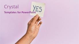  Presentation with yes - PPT theme enhanced with hand-of-hispanic-man-holding background and a lemonade colored foreground