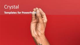  Presentation with red - Cool new slides with hand-of-hispanic-man-over backdrop and a gray colored foreground