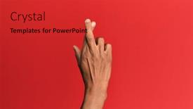  Presentation with superstition - Presentation design consisting of hand-of-hispanic-man-over background and a red colored foreground