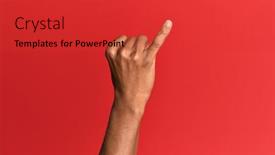  Presentation with commitment - Cool new PPT theme with hand-of-hispanic-man-over backdrop and a red colored foreground