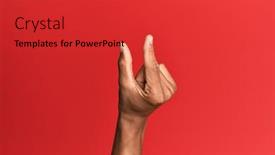  Presentation with red - Colorful presentation theme enhanced with hand-of-hispanic-man-over backdrop and a red colored foreground