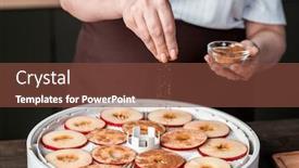  Presentation with cinnamon - Presentation theme enhanced with hand-of-housewife-sprinkling-ground background and a tawny brown colored foreground