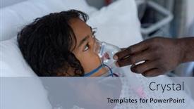  Presentation with ventilator - Slide set consisting of hand-of-male-doctor-putting background and a light blue colored foreground