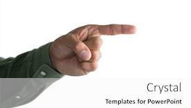  Presentation with executive - Audience pleasing slide deck consisting of hand of male executive pretending to use an invisible screen backdrop and a white colored foreground