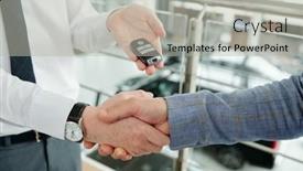  Presentation with agreement signing - Presentation with hand-of-male-sales-manager background and a light gray colored foreground