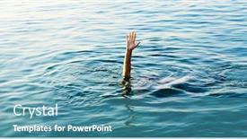  Presentation with ocean - PPT theme featuring hand of man in ocean background and a teal colored foreground