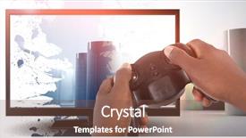  Presentation with video game xbox - Beautiful PPT layouts featuring hand of man playing video backdrop and a tawny brown colored foreground