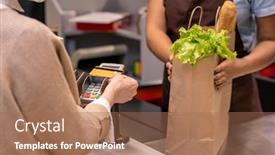  Presentation with payment - Beautiful slide deck featuring hand-of-mature-female-customer backdrop and a coral colored foreground