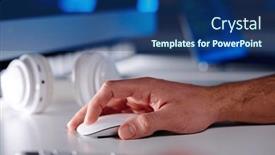  Presentation with front office - Slide set with hand-of-mature-male background and a ocean colored foreground