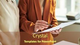  Presentation with language test - PPT layouts with hand-of-mature-teacher background and a tawny brown colored foreground