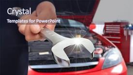  Presentation with mechanic repair - Presentation theme with automobile technician - hand of mechanic with wrench background and a wine colored foreground