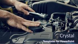  Presentation with car engine - PPT theme featuring hand-of-mechatronics-engineer background and a tawny brown colored foreground