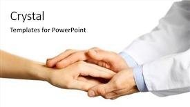  Presentation with medical hand - Audience pleasing PPT theme consisting of carefulness - hand of medical doctor carefully backdrop and a white colored foreground