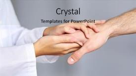  Presentation with medical hand - PPT layouts consisting of carefulness - hand of medical doctor carefully background and a light gray colored foreground