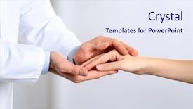  Presentation with medical robot hand and doctor - Slide deck featuring hand of medical doctor carefully background and a sky blue colored foreground