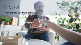  Presentation with helping hand - Presentation theme with hand-of-patient-of-psychologist background and a light blue colored foreground