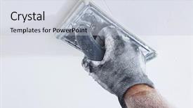  Presentation with glass ceiling shattered - Presentation theme with hand of plasterer polishing ceiling background and a lemonade colored foreground