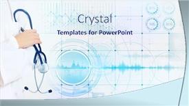  Presentation with hand to hand - Slide deck consisting of hand-of-practitioner-with-stethoscope background and a sky blue colored foreground