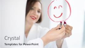  Presentation with cheerful - PPT theme with hand-of-pretty-young-cheerful background and a sky blue colored foreground