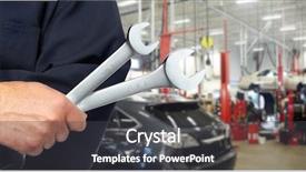  Presentation with auto repair - Slide set featuring hand of professional auto mechanic background and a dark gray colored foreground