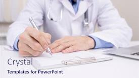  Presentation with medical clipboard - Presentation featuring make notes or prescription background and a sky blue colored foreground