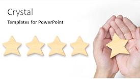  Presentation with five star - Colorful PPT theme enhanced with hand-of-putting-increase-five backdrop and a white colored foreground