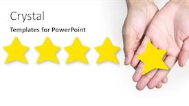  Presentation with five star - Theme enhanced with hand-of-putting-increase-five background and a white colored foreground