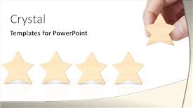  Presentation with five star - Presentation theme enhanced with hand-of-putting-increase-wood background and a white colored foreground